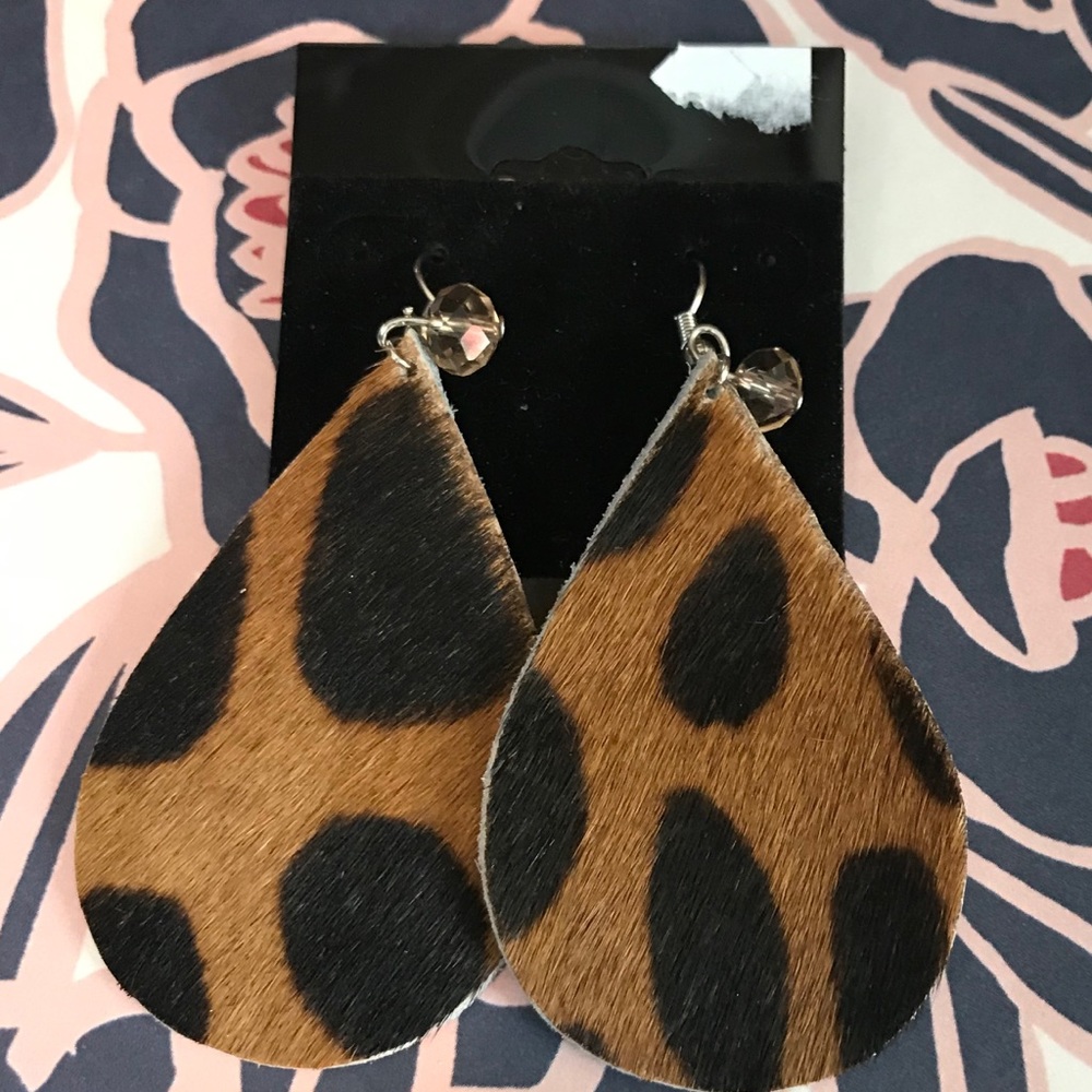 Cheetah print leather earrings